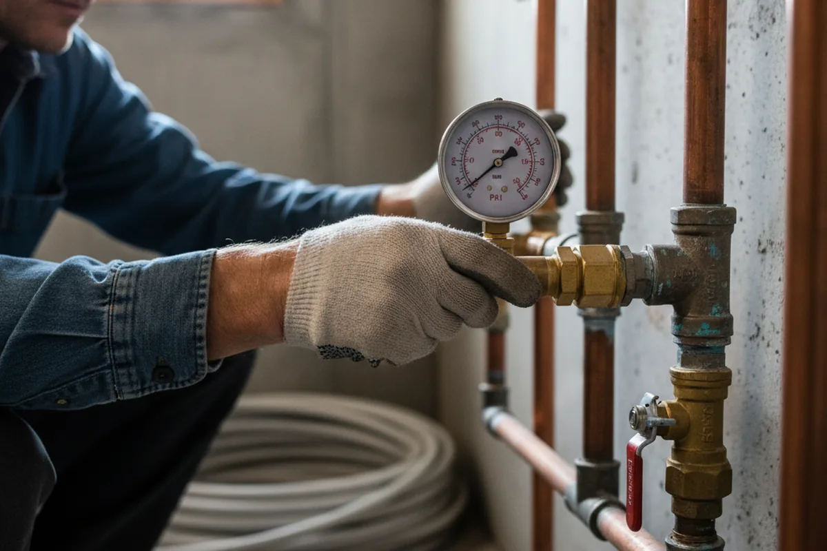 Pressure testing a repaired line during Water Line Repair in Beacon Falls